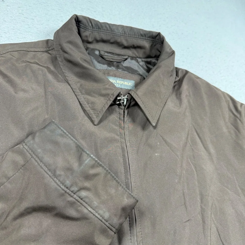 Banana Republic Mens XL Brown Full Zip Lightweight Harrington Jacket Bomber
